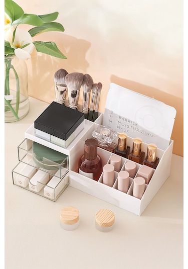 3 Katlı 2 Çekmeceli Ofis , Takı Makyaj Düzenleyici Organizer / Kozmetik Masüstü Düzenleme Kutusu