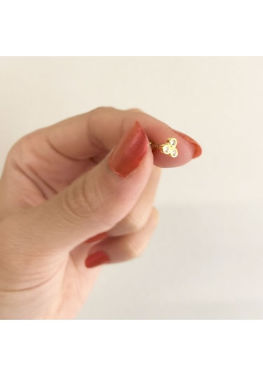 Ferizz Altın Kaplama Zirkon Taşlı Üç Top Piercing Prc-142 Altın
