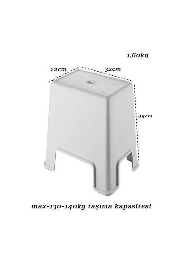 Geseus Banyo Taburesi Büyük Boy Çok Amaçlı Tabure Açık Gri-481