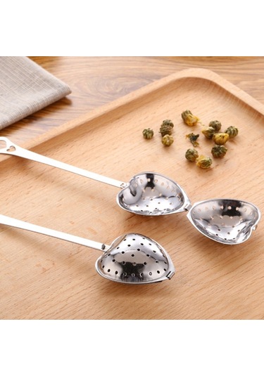 Sones 2 Adet Paslanmaz Çelik Pratik Kalp Şeklinde Çay Demleme Kaşığı Süzgeç