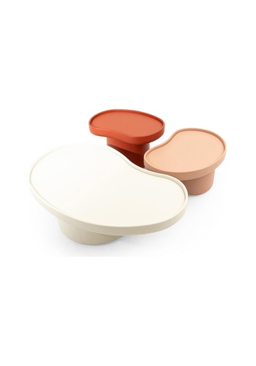 Kidney Sehpa Takımı Set Sehpa Rehome Beyaz - Turuncu