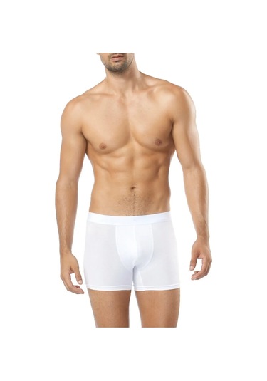 Erkek Likralı Pamuk Penye Boxer 6'lı 12020 Beyaz