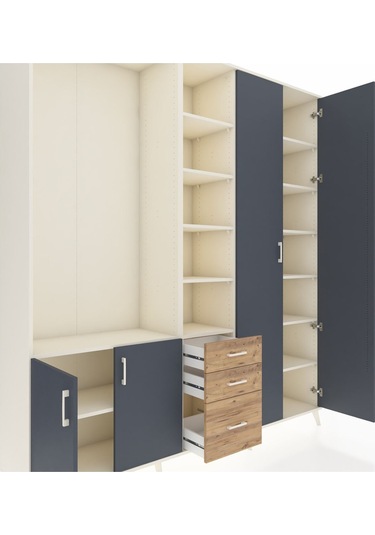 Hyperion Dolap 13 Raflı 3 Çekmeceli 4 Kapaklı 220x44x243 Aytaşı-antrasit/çam Antrasıt/atlas Çam