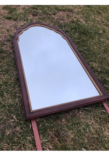 Vintage Kubbeli Tırnak Ayna 103x55 cm Kahverengi