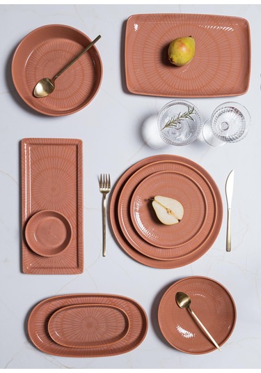 The Mia The Mia Noon Yemek Takımı 6 Kişilik Somon 24 Parça Şeffaf