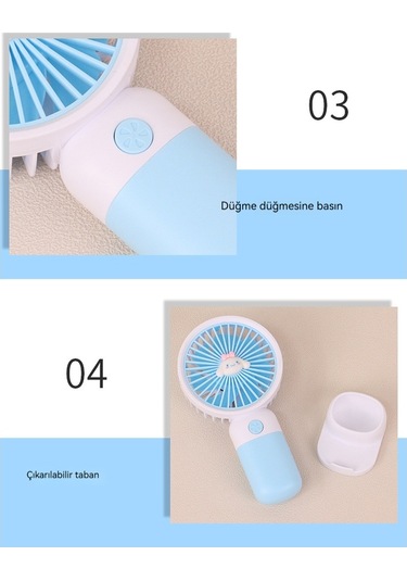 Aurora El Tipi Usb Şarj Küçük Fan Pembe