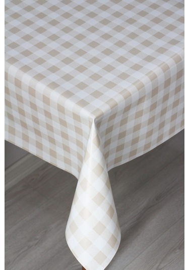Elyaf Astarlı Silinebilir Muşamba Masa Örtüsü Pötikare - 107-3 Beyaz Sarı