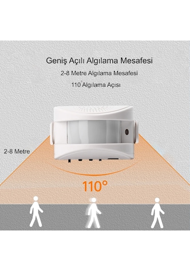 Triline Misafir Karşılama Zili 3 Modlu Kumandalı Hareket Sensörlü Güvenlik Alarm Pır Sensör