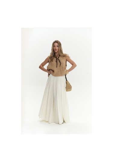 Mai Collection Mai Studios Co. Knitle Rahat Kalıp Triko Tarçın Crop Tarçın