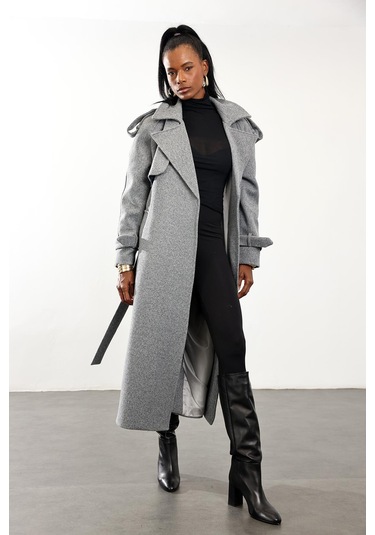 Gri Kaşe Palto 1614 Gri