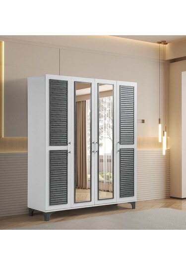 Pema Home Yiğit %100 Mdf 4 Kapaklı Dolap Gardırop