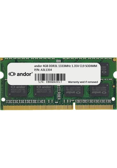 Andor A3L13S4 4 GB DDR3L 1333 MHz CL9 SODIMM Dizüstü Ram