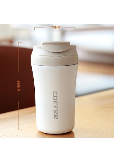 Yeşil 400 Ml Çift Paslanmaz Çelik 304 Kahve Kupa Sızdırmaz Termos Seyahat Termos Kupa Thermosmug Su Şişesi Hediyeler Için