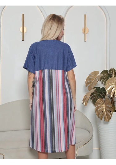 Blue Cherry Ev Tipi Çizgili Elbis 241290012