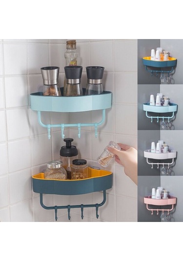 Honmex Banyo Mutfak Açık Dökme Tasarım Triangular Rahat Kurutma Duvar Kurulu 4 Çekmeceli Toplama Rafı Bej Bej