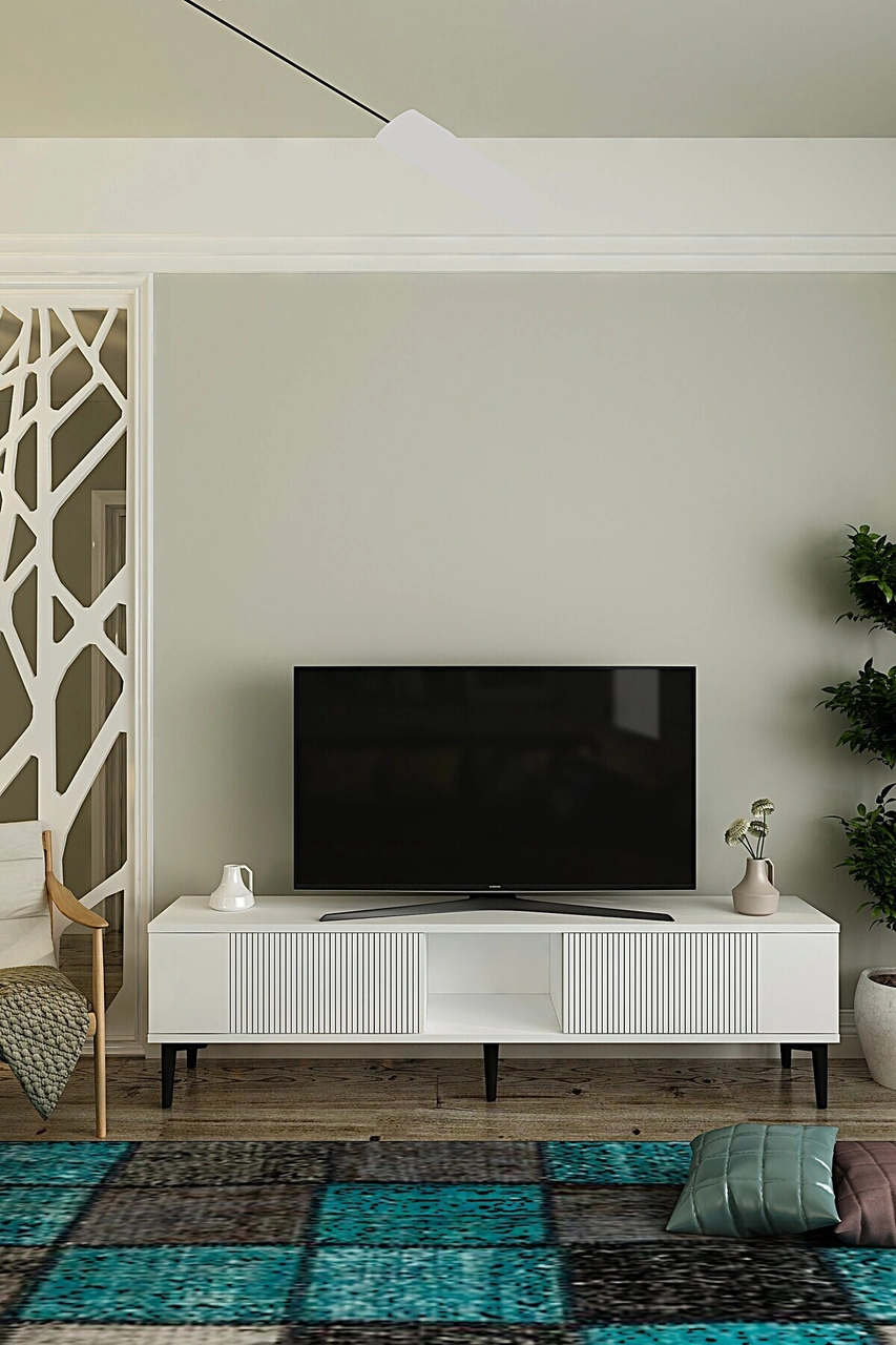 Tsa1502b - Corsatv150 Tv Stand, Tv Sehpası Beyaz 150cm Beyaz