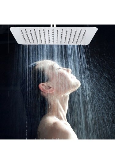 Lemestar 8 İnç İnce Kare Desenli Paslanmaz Çelik Duş Başlığı - Yüksek Basınçlı, Kendini Temizleyen, Korozyona Dayanıklı Bağlantı Çubuğu Yok Diğer