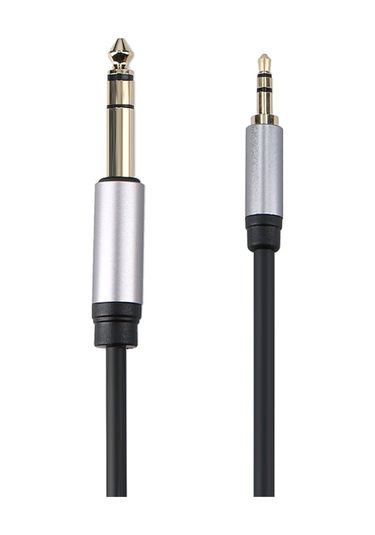 Teltree 3.5mm'den 6.5mm'ye Gold Kaplı Alüminyum Kasa Ses Kablosu - Telefon, Dizüstü Bilgisayar, Hoparlör İçin 1m Siyah
