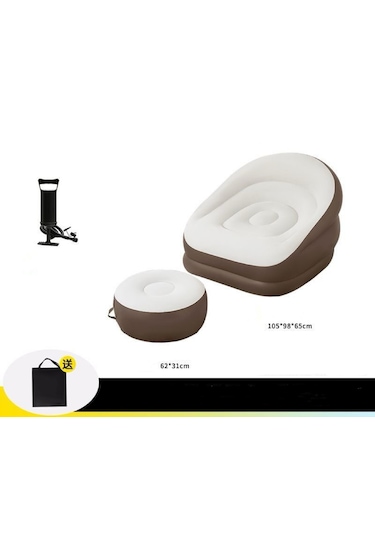 Shufa Taşınabilir Tek Kişilik Şişme Koltuk Ayak Dayama Ve El Pom