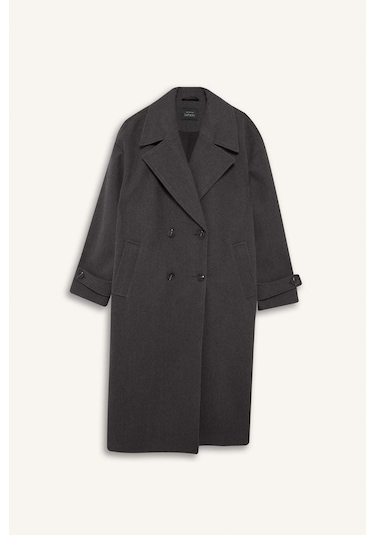 Defacto Regular Fit Düğmeli Uzun Kaşe Kaban F1197ax25wnar229 Antrasit-ar229