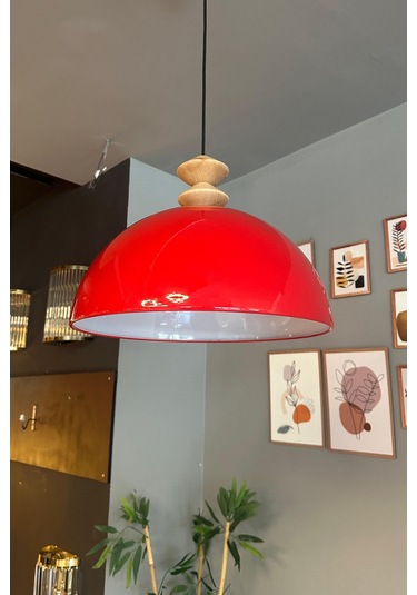 Linate Kırmızı Q Kafa Başlık Avize Tekli Sarkıt Salon Kuaför Dekoratif Aydınlatma Kırmızı