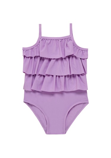 Uv Korumalı Askılı Mayo Kız Bebek Yüzücü Mayo 5108 Lila Lila