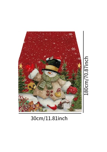 Suntek Dikdörtgen Masa Örtüsü Festival Mevsimlik Kış Kardan Adam