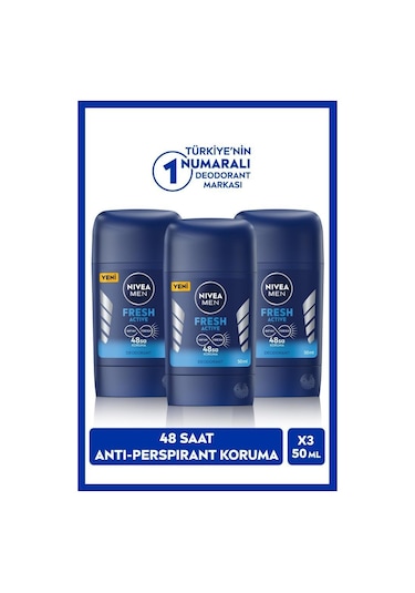 Nivea Men Fresh Active 48 Saat Erkek Stick Deodorant 3 x 50 ML