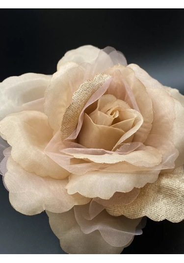 Amely Rid Orta Boy Kumaş "gül Çiçeği" Dekoratif Toka Broş 189684306 Bej