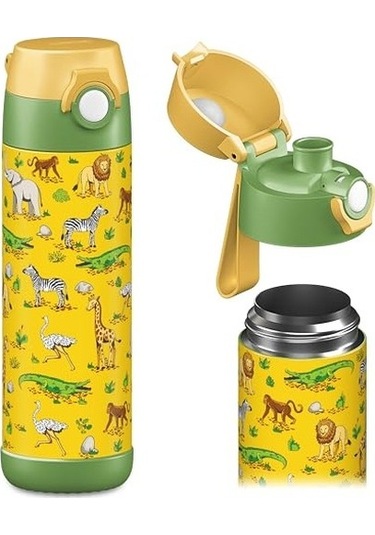 Çocuk Su Şişesi Yalıtımlı Paslanmaz Çelik Su Şişesi Bpa Içermez Sızdırmaz Okullar Ve Anaokulları Için Bardak Kapaklı Çocuk Şişesi 5pjyzd Diğer