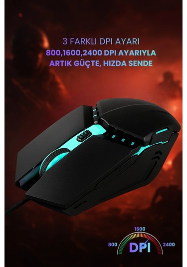 C-66 Rgb Led Işıklı Kablolu Chocolate Klavye + Mouse Set Diğer