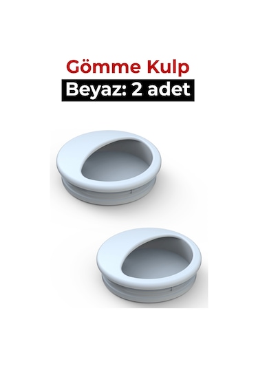 Adilon Gömme Kulp, 50 mm, Beyaz (2 Adet)