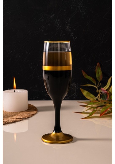 Mest 535 Model Siyah Mat Gold 6 Adet Kahve Yanı Su Bardağı Seti 190 Cc Siyah Mat Gold