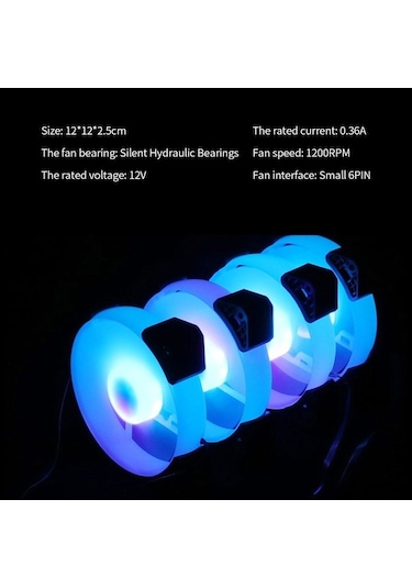 Didadodo 12cm Rgb Soğutma Fanı - Sessiz Hidrolik Yatak, Aura Sync, 1200 Rpm Beyaz Beyaz