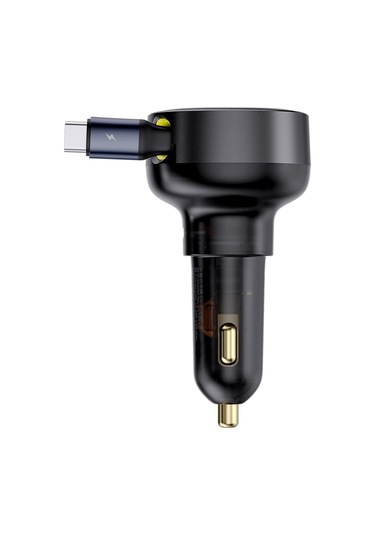 Geeksen Baseus Araç Şarj Cihazı, Geri Çekilebilir C+type-c Kablolu, 60w Hızlı Şarj, Yıldız Siyahı, Çift Cihaz Desteği