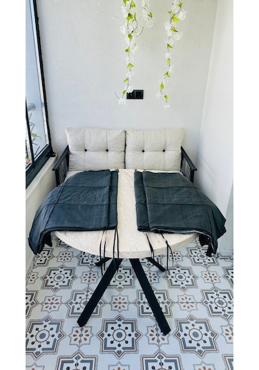 Bahçe Balkon Takımı Minder Kılıf Takımı 4 Adet Antrasit