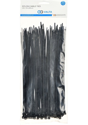 Günsan Siyah 100'lü Kablo Bağı (25cm x 3.6mm)