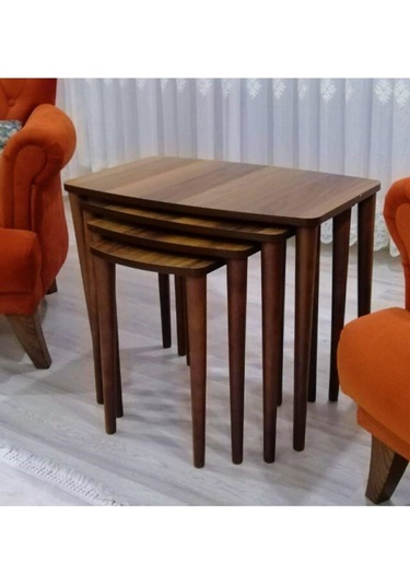 Canisa Concept Telwe Serisi Ceviz 4'lü Zigon Sehpa Takımı No Color