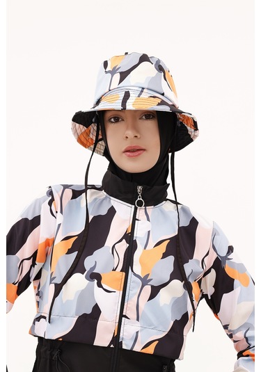 Desenli Bucket Şapka Rş-113 Pera Çiçek Siyah Siyah