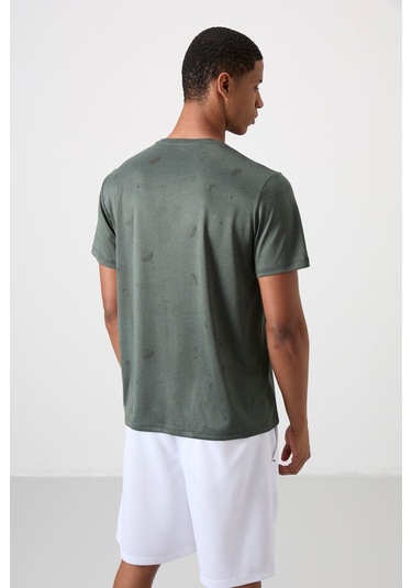 Tommy Life Haki Polyester Jakarlı İnce Esnek Standart Fit Erkek T-shirt - 88397 001