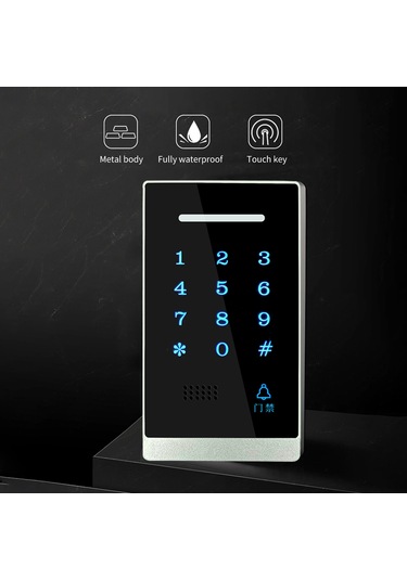 Reedark Su Geçirmez Mavi Arka Işıklı Siyah Kart Veya Şifreli Geçiş Kontrol Paneli