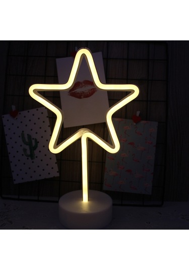 Yaozixa Yıldız Şekilli Led Odun Işığı Usb + 3xaa Pil İle Çift Kullanim Odalar İçin Dekoratif Lambader Pil Dahil Değil Diğer