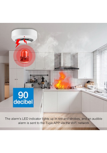 Youmex Tuya Wıfı Duman Dedektörü: 90db Alarm, Akıllı Bildirim, 9v Pil İle Yangın Güvenliği