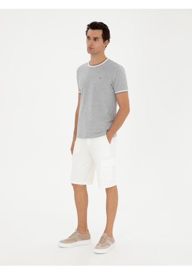Cacharel Beyaz Slim Fit Kargo Cepli Şort