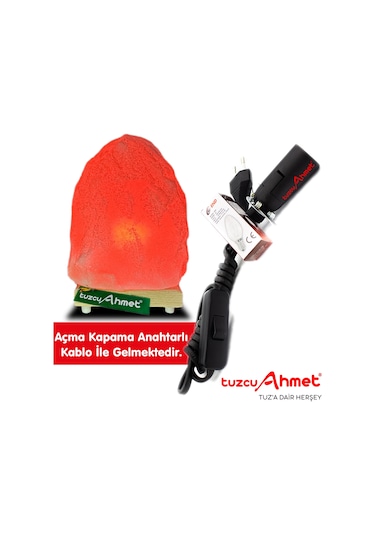 Yeşil Işıklı Doğal Tuz Lambası Açma Kapama Kablosu İle Birlikte Çok Renkli