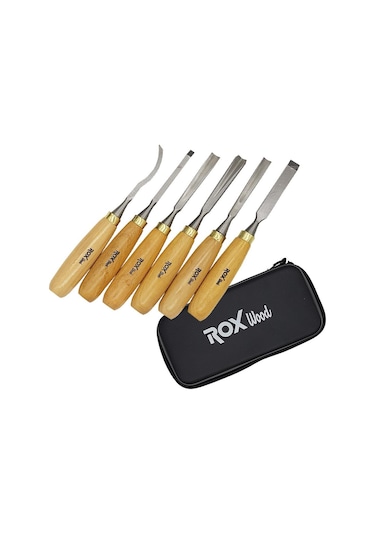 Rox Wood Ahşap Oyma Iskarpela Seti 6 Parça Neopren  Çantalı