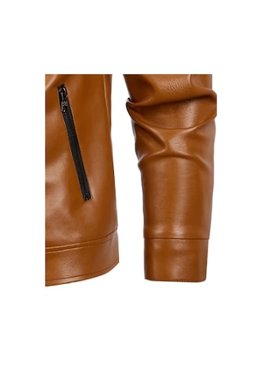 Hakiki Kuzu Derisi Taba Renk Erkek Spor Ceket Taba