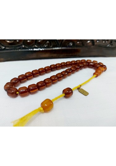 Omari Usta Havşalı Fıçı Kesim Sıkma Kehribar Tesbih 9.5x9.5