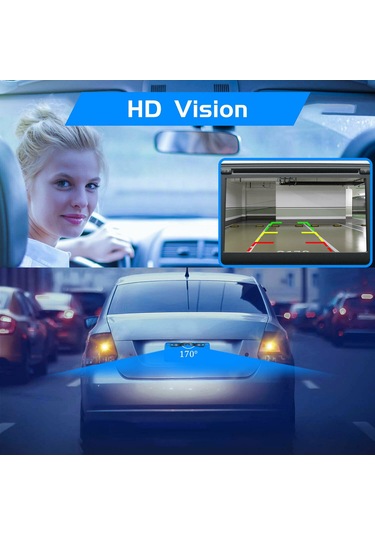 Folinda Araba Geri Görüş Kamerası, 7 Led Işıklı Ir Gece Görüşü, 170 Geniş Açı, Su Geçirmez, Plaka Çerçevesi Tipi