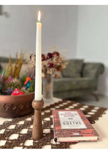 Sammwood Doğal Ahşap Şamdan Mumluk Kayın Ağacından Tekli